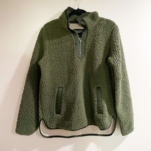 Abercrombie & Fitch Olive Green Sherpa Quarter Zip Sz Medium